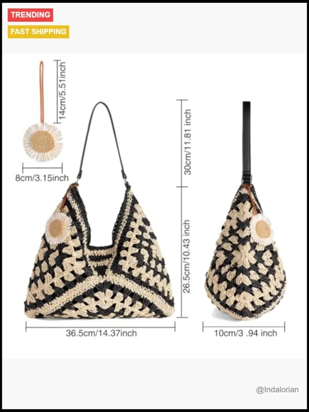Woven Straw Hobo Shoulder Bag - Lightweight Summer Tote for Beach Travel